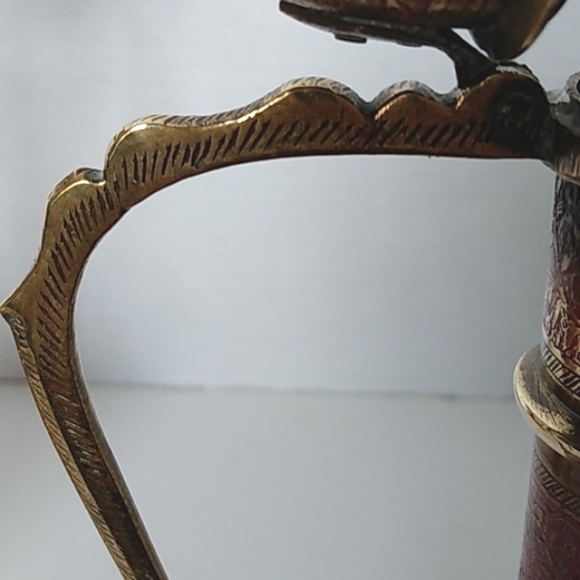 Brass Vintage ornate ewer pitchers w/ lid set of 2 - Picture 14 of 16